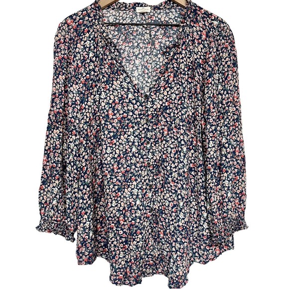 Mason & Belle Womens Floral Blouse Size 1X V-Neck Fall Autumn - Picture 1 of 7